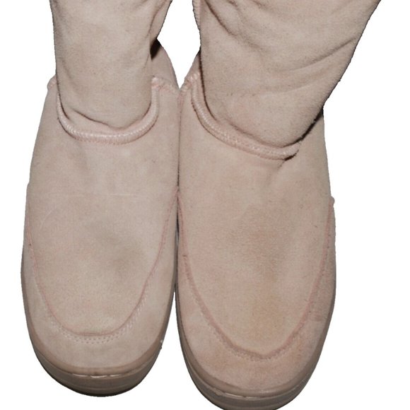 SOX-TAB SZ 6 M PINK SUEDE FAUX SHEARLING SHERPA LINED SHORT BOOTS BOOTIES - Picture 4 of 7